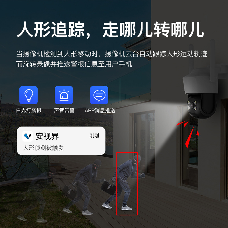 3.000.002-inch máquina de bolas WiFi visión nocturna a todo color rojo y azul de alarma se puede conectar al teléfono móvil Monitor remoto intercomunicador weishidakang