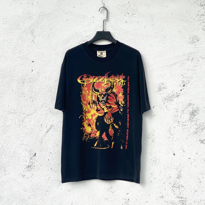 Vintage Bieber Purpose Tour Same Style Angry Tauren Vtg Retro Washed Distressed Short Sleeve Men's