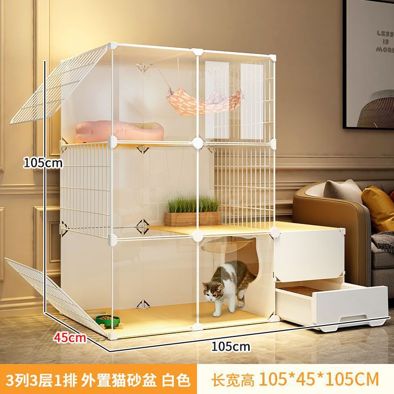 고화질 투명 중대형 3단 외부 고양이 배변 상자