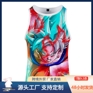 Cross-border wholesale Aqi peripheral 3D color printing leisure breathable muscle sports vest men