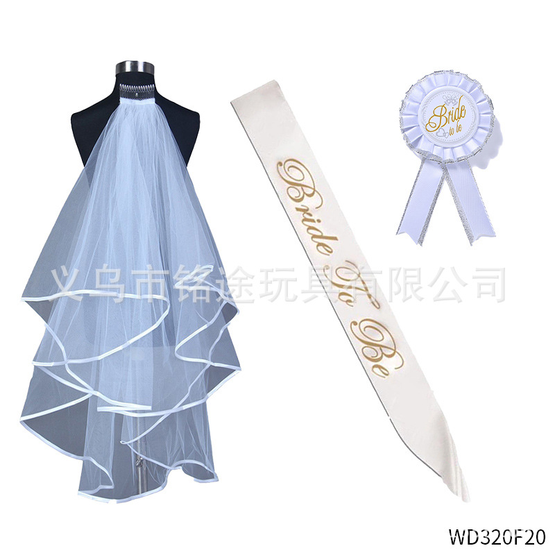 Bachelor Party novia de oro rosa para ser correa de hombro banda ceremonial nupcial de dos piezas corona diadema