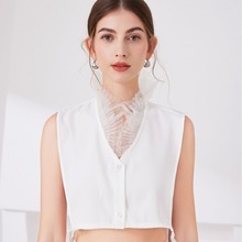 2024V形花纱立领女秋冬毛衣打底内搭淑女装饰假领子跨境厂家批发