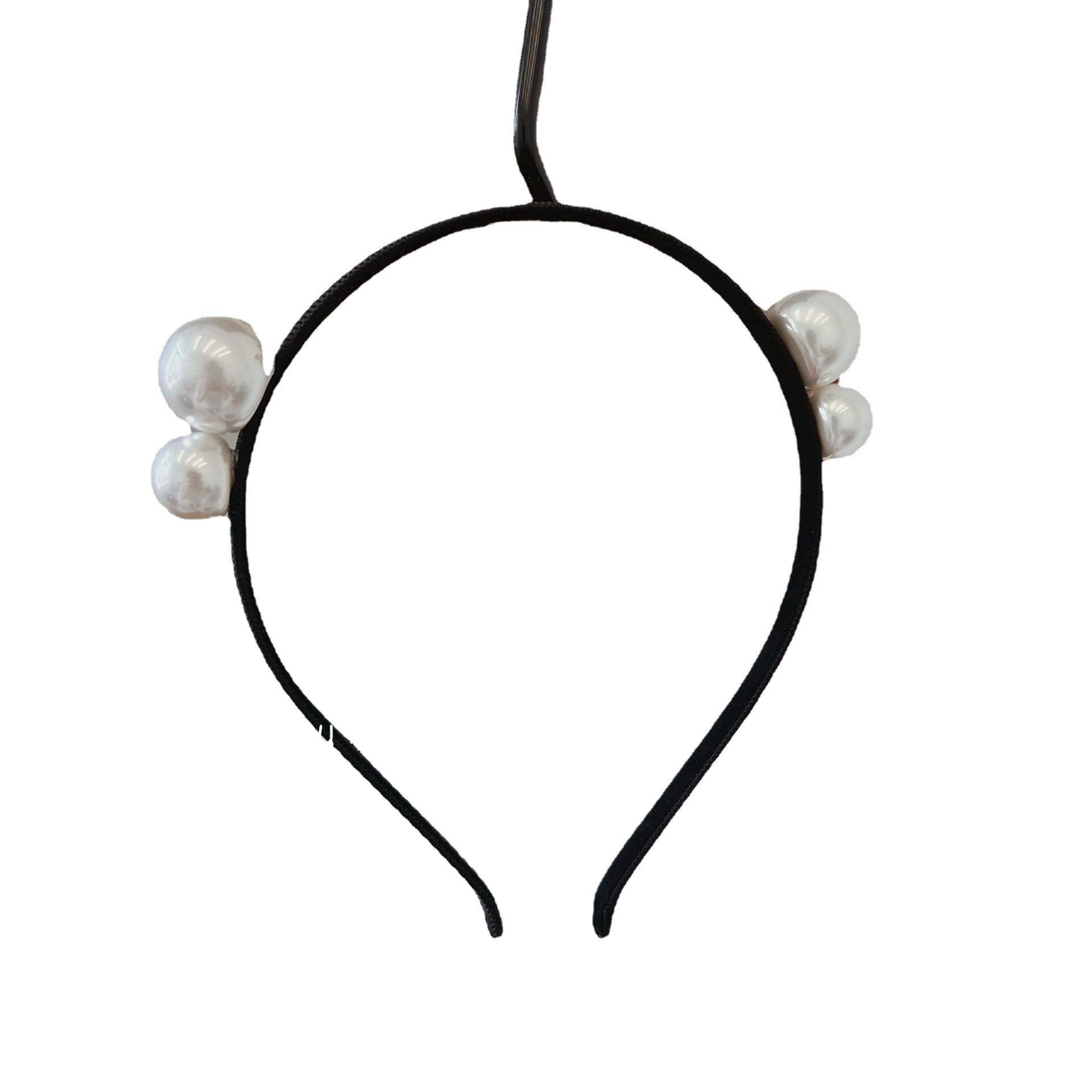 Vintage French High-end Sense Large Pearl Hair Band All-match Thin Narrow Simple Basic Hair Band Pressing Hair Clip Hair Clip_voghion.com