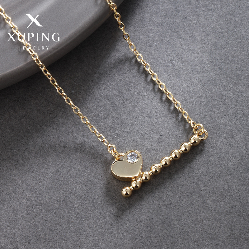 Collar Xuping Nuevo, Estilo Minimalista y Moderno, con Forma de Corazón, Cadena para Clavícula con Diseño de Piedras Artificiales, Versátil