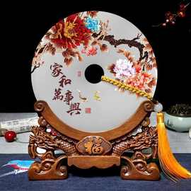 汉白玉平安扣摆件客厅玄关酒柜 汉白玉扣家居乔迁新居开业礼品
