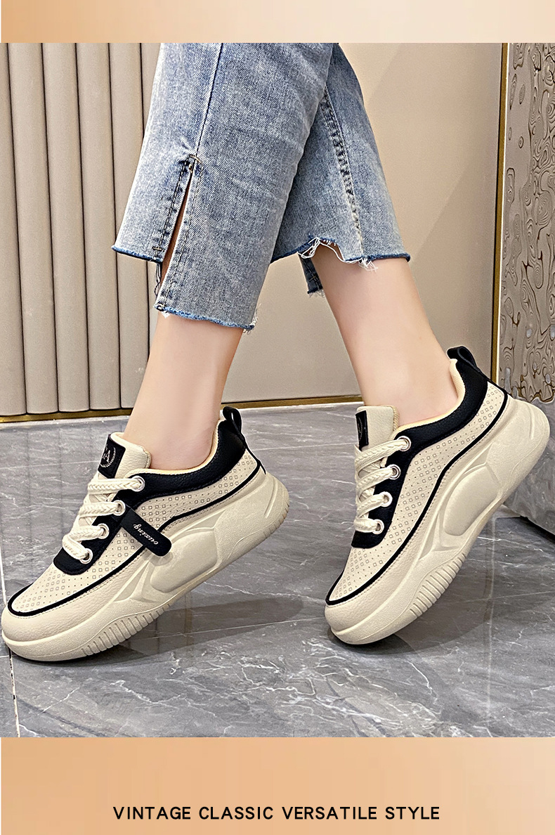 Atmungsaktive Damen Freizeitschuhe Mit Dicker Sohle Weiß_voghion.com