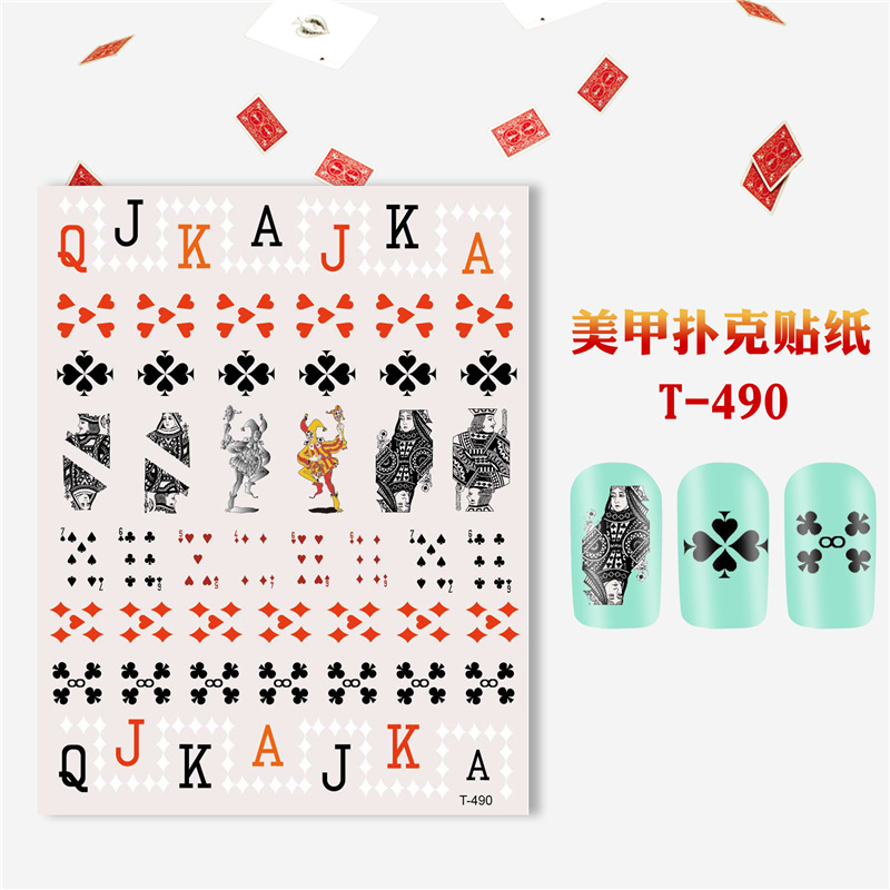 Etiquetas engomadas populares fronterizas del clavo del Póker Etiquetas engomadas del clavo de la marca de la moda del Póker