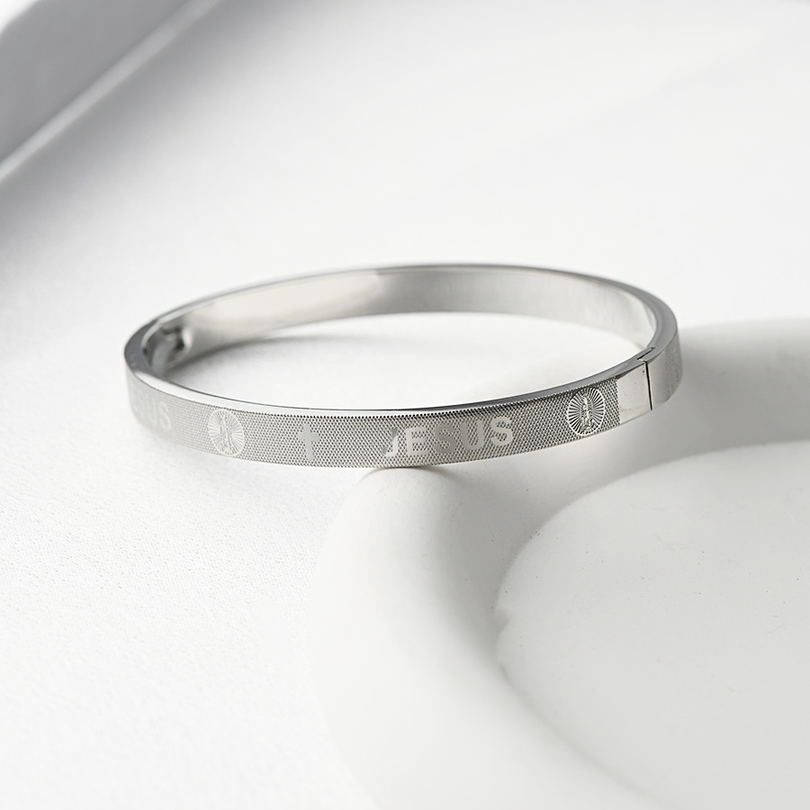 25g Weight Bangle Classification Titanium Steel Chain Material 1 Piece Quantity Holiday, Daily Occasion Titanium Steel Material Cross, Letter Pattern Women's Gender Plating Design Basic, Classic Style Style Basic Classic Style Cross Letter Titanium Steel Bangle In Bulk 7
