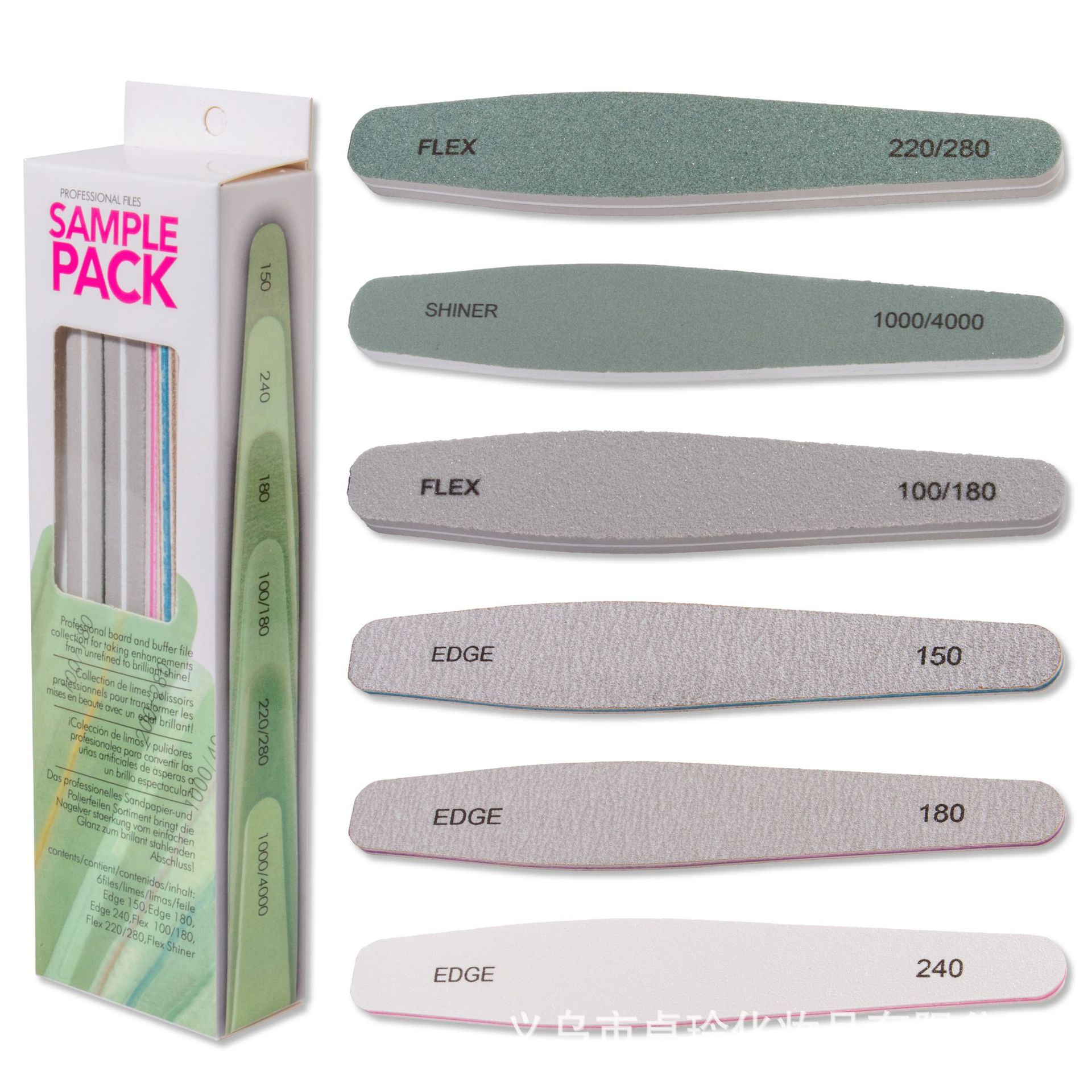 Herramientas de manicura, archivo de uñas, frotación de esponjas, manicura, pulido y pulido, 6 en 1 caja de combinación en stock