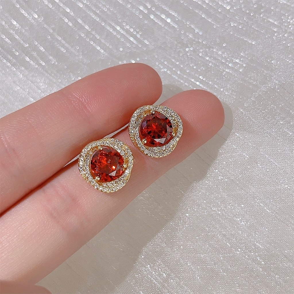 46#红色锆石蚊香盘耳夹