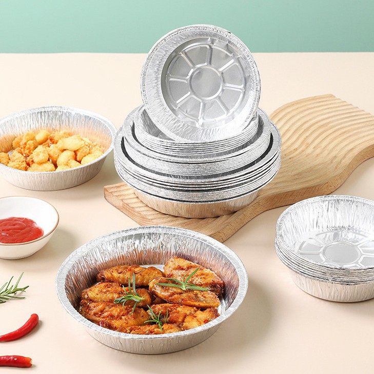 Aire freidora especial de papel de estaño hogar caja de plato de horno para hornear horno de estaño redondo tazón de papel de estaño anti-stick bandeja de hornear de papel de estaño