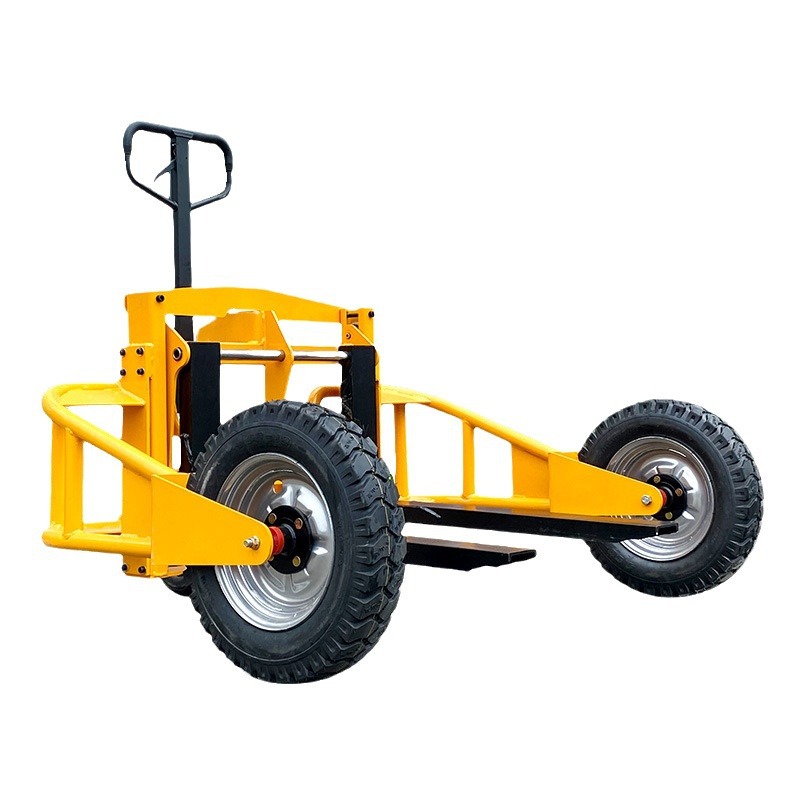 carretilla elevadora de carretera carretera pallet carrier manual hidráulico montañoso remolque de patas anchas sitio de construcción carrier neumático al aire libre