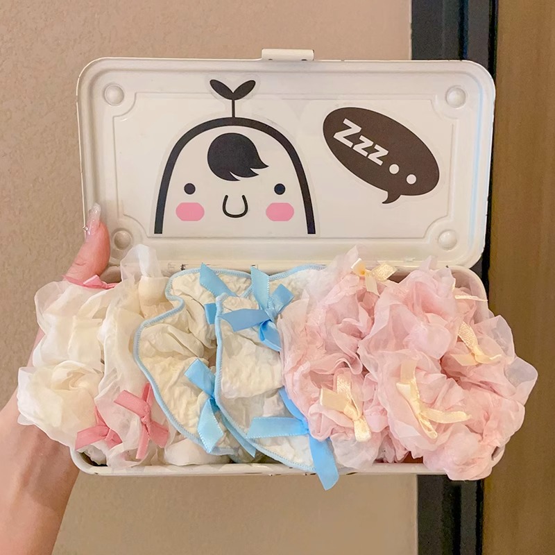 Niños de moda coreana arco de malla intestino grueso anillo de cabello para niñas bola de cabello adornamiento de cabello de alta elasticidad banda de goma