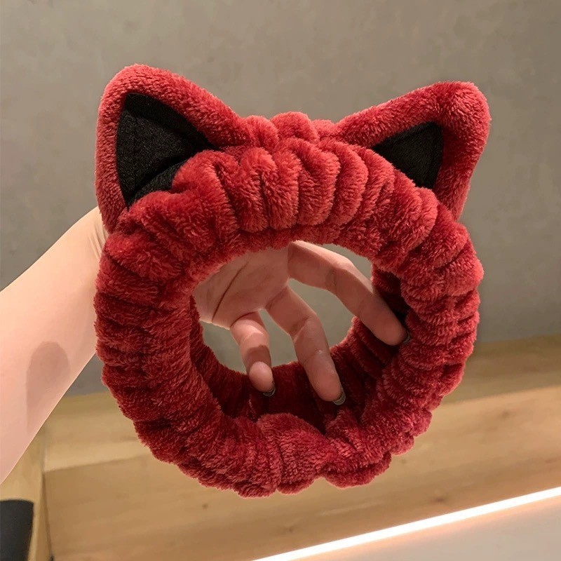 新しいかわいいクマのヘアバンド洗顔漫画ヘアバンドクリエイティブ弓動物ヘアリングフランネルヘアバンド卸売|undefined