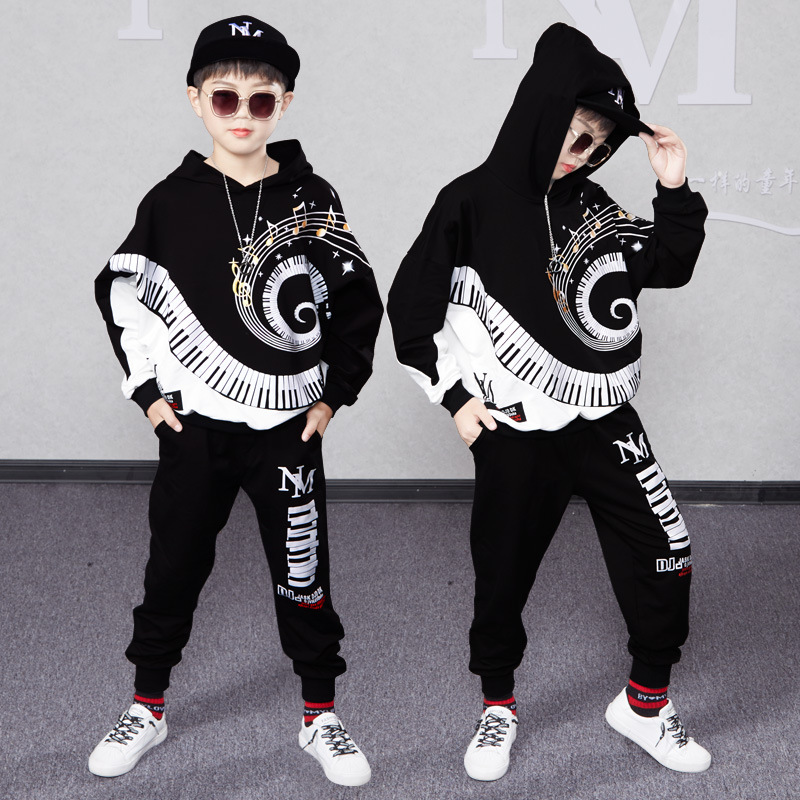 Traje de otoño para niños, Sudadera con capucha de manga larga, edición coreana, pantalones deportivos informales, conjunto de dos piezas a la moda, edición coreana, 2023_voghion.com