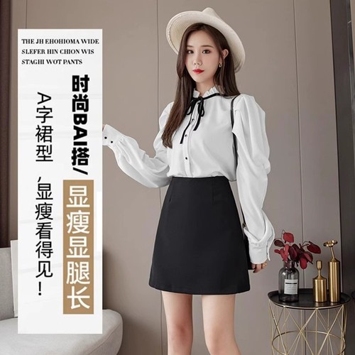 French-style fitted suit half skirt hot girl high-waisted skirt children's clothing spring fashion slimming petite A-line short skirt
