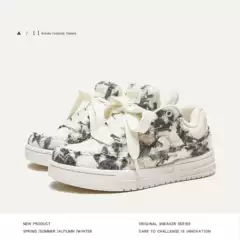 Guangzhou Shoes Destroyed Style Chanel-Inspired Chunky Sneakers Heightening Low-Top Men's Casual Skate Shoes Unisex Couple Shoes