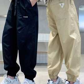 男童夏季防蚊裤2026韩版新款中大童宽松卡其色休闲裤男孩长裤弹力