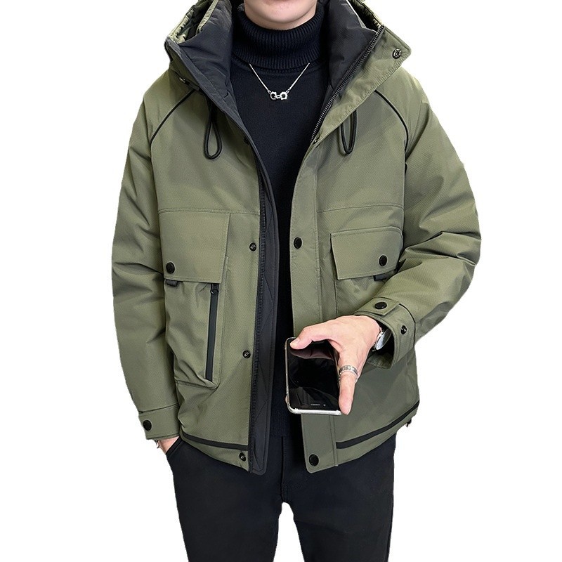 2025 Winter New Men's Hooded Jacket Trendy Workwear Outdoor Thickened Winter Coat Cold-Proof Clothing