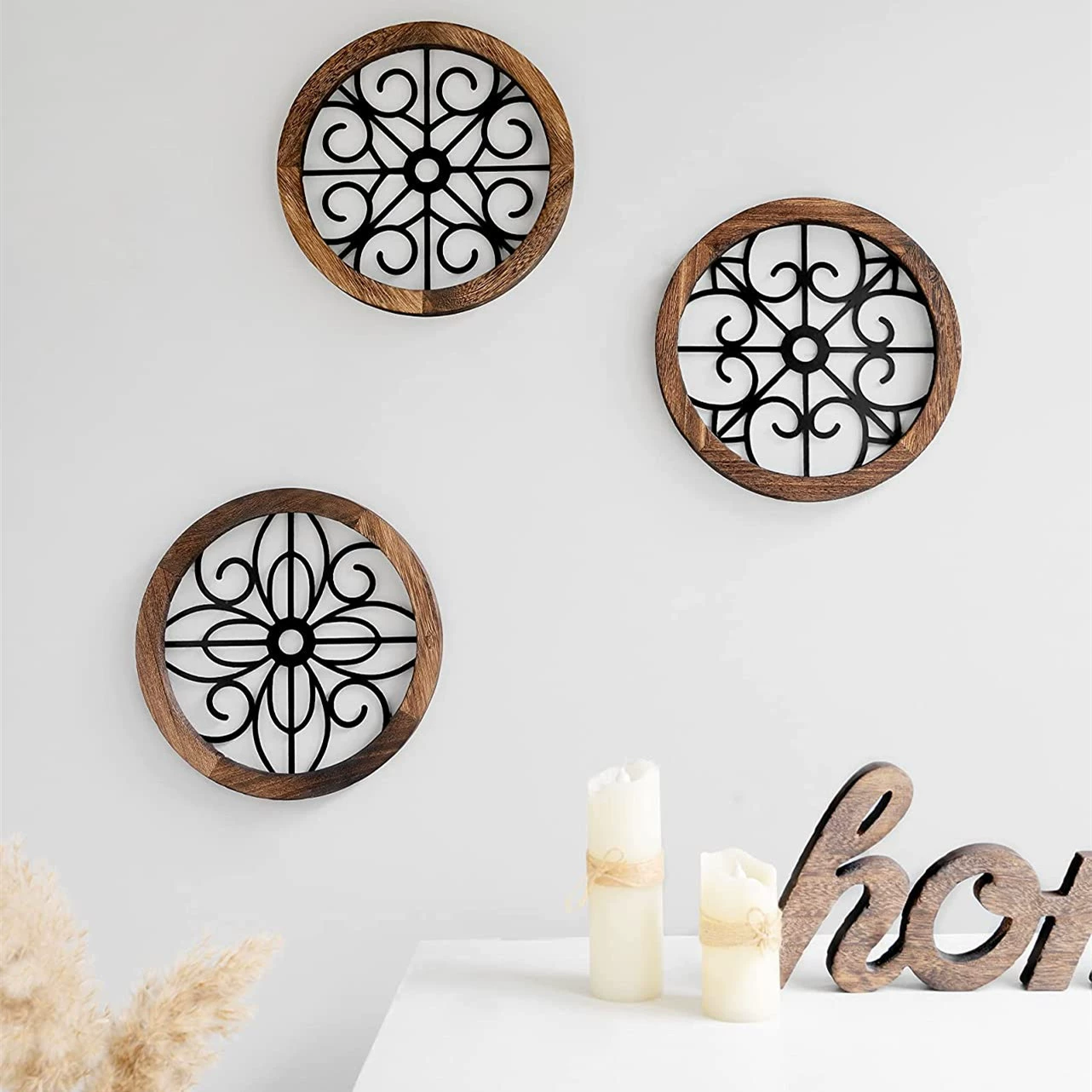 Трансграничная новая отделка стен в стиле кантри круглая стена геометрическое искусство состаренное настенное украшение для дома