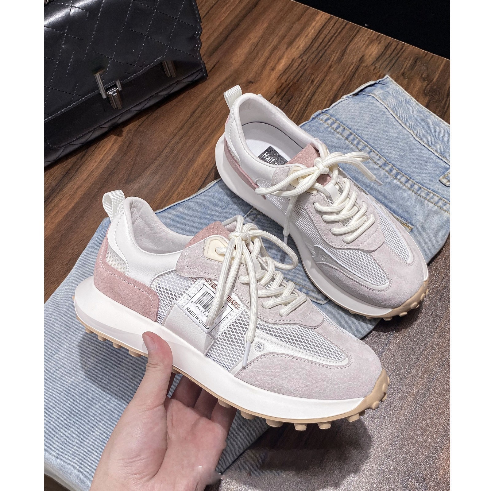 Waffle Cool Archan Shoes mujer a través de la red verano 2025 nuevos zapatos de red transpirables de malla sandalias de papá deportivas ligeras