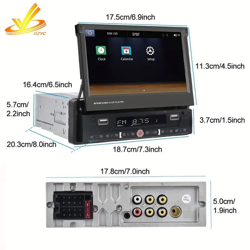 Single-Cylinder Car-Mounted Automatic Retractable 7inch Bluetooth Wireless Carplay Car Audio and Video Multimedia Car Mp5 Reversing