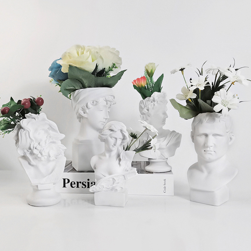 Nordic ins estilo retro guqin de las mujeres titular la pluma florero decoración hidropónica Apollo cepillo de maquillaje Cubo de almacenamiento de fotos de celebridades de Internet