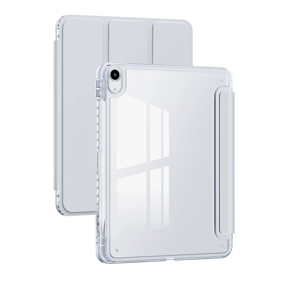 Подходит для iPadair 13 дюймов, защитный чехол. Прозрачный акриловый корпус с прорезью для ручки, тройной откидной чехол из кожи.