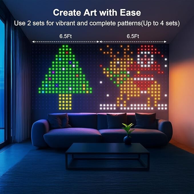 クロスボーダー LED カーテンライト DIY 雰囲気装飾カラフルなポイント制御レザーライトスマート APP プログラム可能なカーテンライトストリング|undefined
