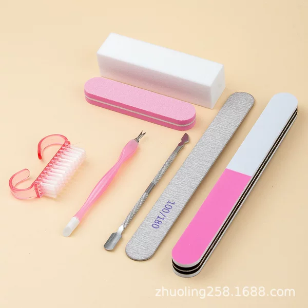 Manicure suit pink white gray steel push 7-piece set cross-border special for one-piece delivery polishing polishing repair all-around suit