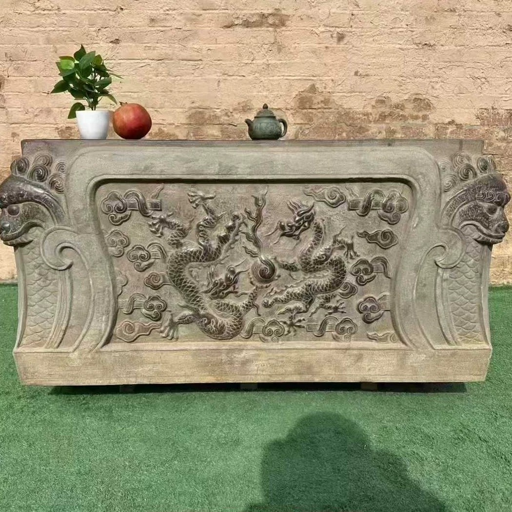 Прямые продажи с фабрики: стол из голубого камня с резьбой в виде дракона, садовый стол для двора, квадратный стол из голубого камня с резьбой в виде дракона, каменные садовые украшения.