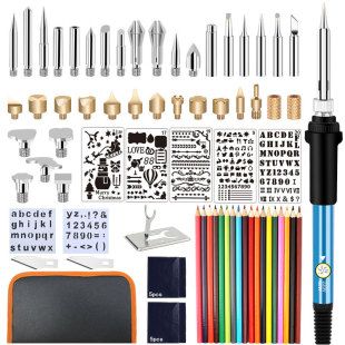 Cross-border 28-piece set of pyrography brush set pyrography nozzle engraving temperature-regulating soldering iron set pyrography machine tool welding pen