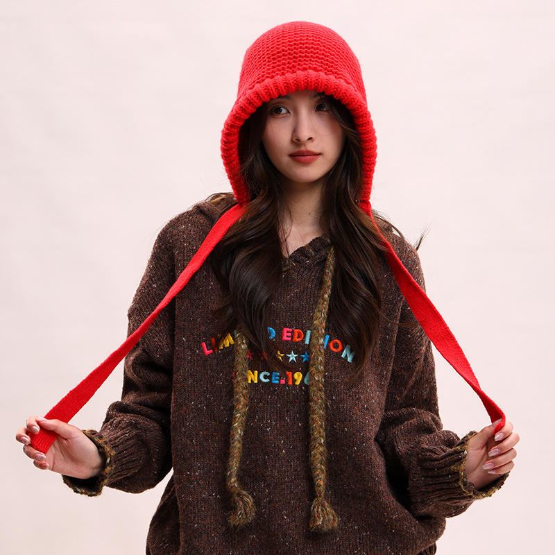 Version coréenne du nouveau bonnet tricoté en peluche pour enfants, protection des oreilles, chaud et polyvalent, couleur mixte, automne et hiver_voghion.com