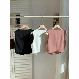 U 887 跨境3pcs Women Single Breasted Solid Color Vest Suit