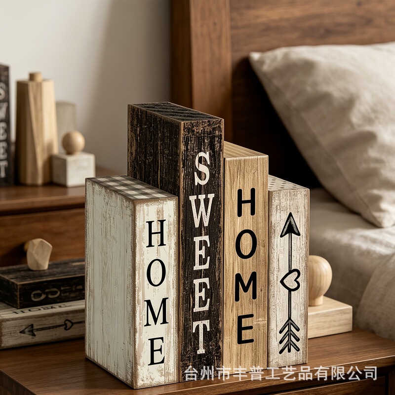 4-Piece Farmhouse Table Decoration Wooden Stacking Book Tiered Tray for Dining Room, Living Room, Kitchen Tabletop Decoration