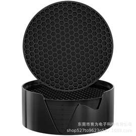高品质跨境环保硅胶杯垫套装圆形茶隔热垫家用加厚8片装silione