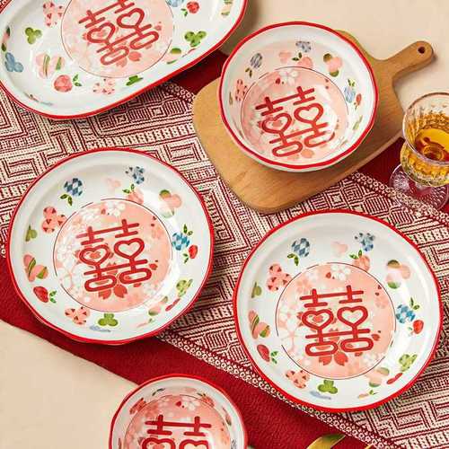 Wedding tableware set, gift box, ceramic bowl and chopsticks, wedding gift for newlyweds, dish set for home use, for besties