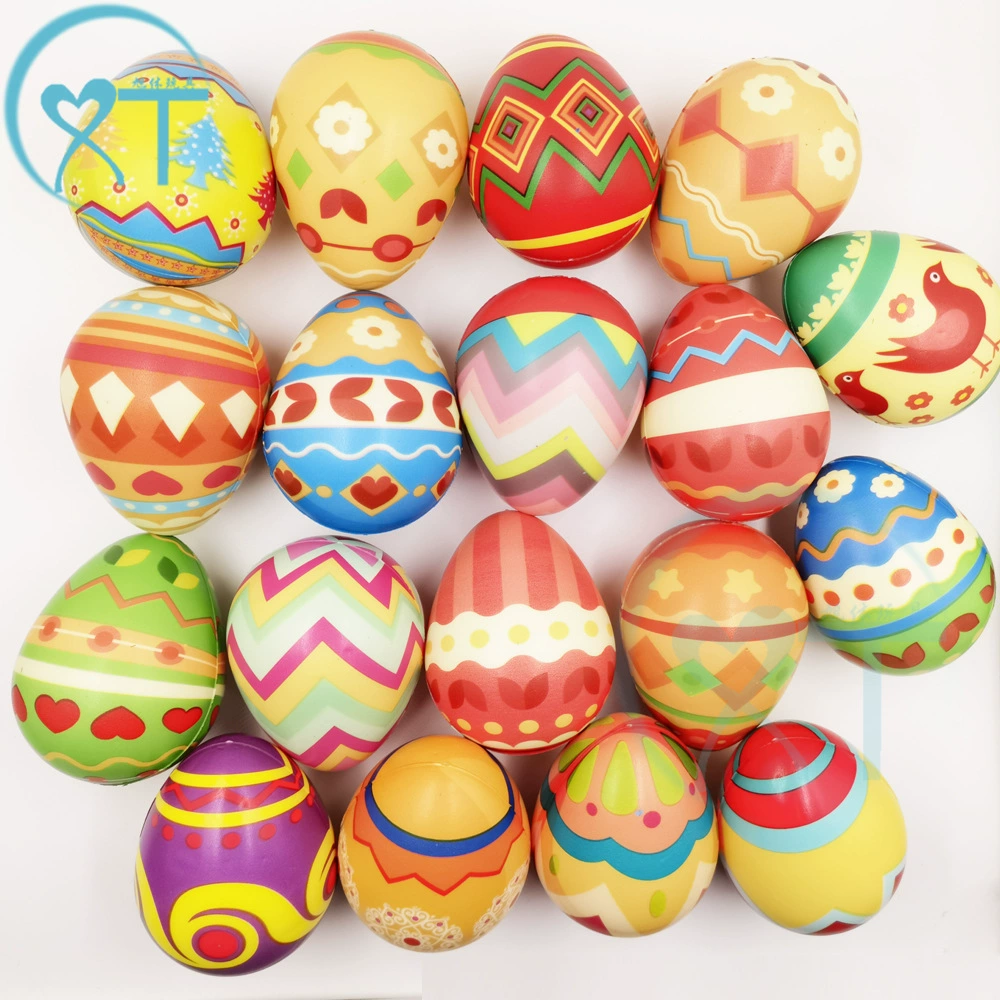 Трансграничная пена PU цветная печать декомпрессионное яйцо Декомпрессионная игрушка для пасхального яйца медленный отскок различные узоры яичный шар
