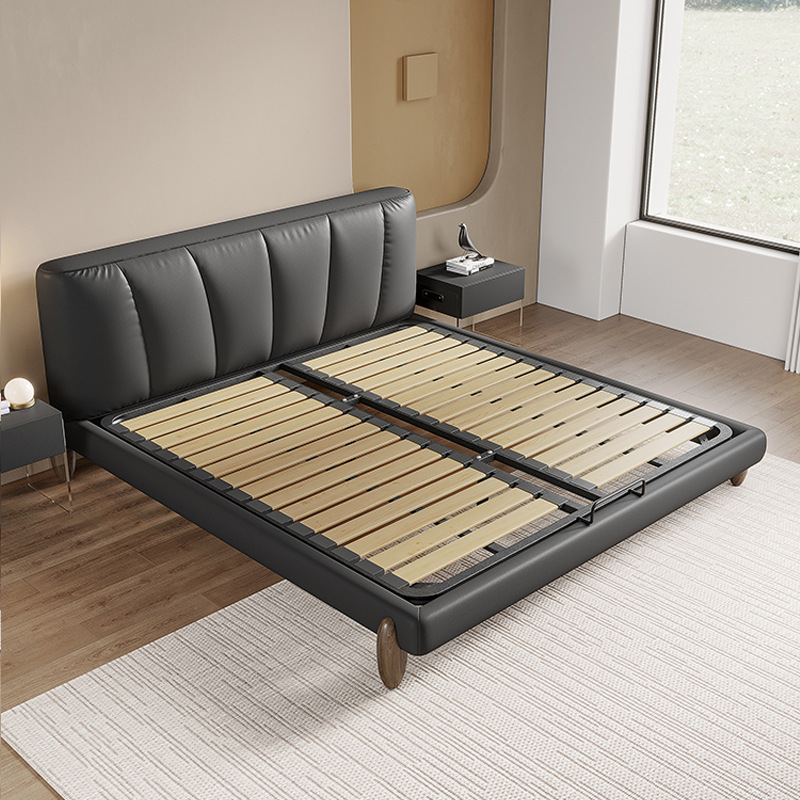Italiano cama de cuero minimalista 1,8 m dormitorio principal cama negro moderno simple cama suave nuevo borde cama doble