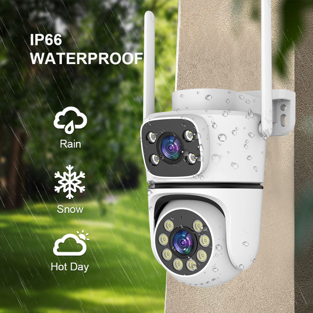 Cámara de Vigilancia IP WiFi PTZ de Doble Lente 8MP 360° de ABS para Exterior e Interior