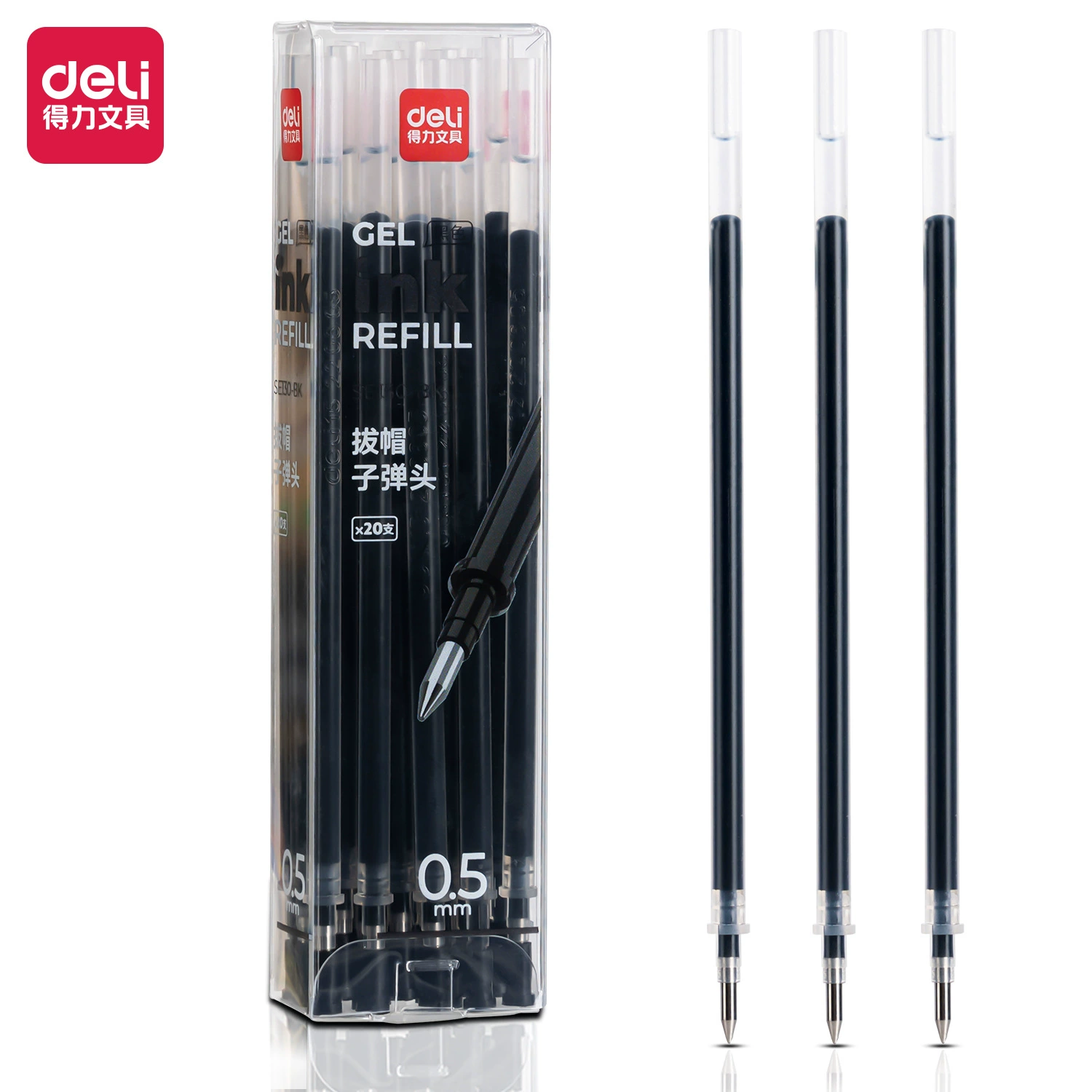 Заправка для гелевой ручки Deli 0,5 мм Заправка Быстросохнущая Крышка для головки пули Черная красная фирменная ручка большой емкости