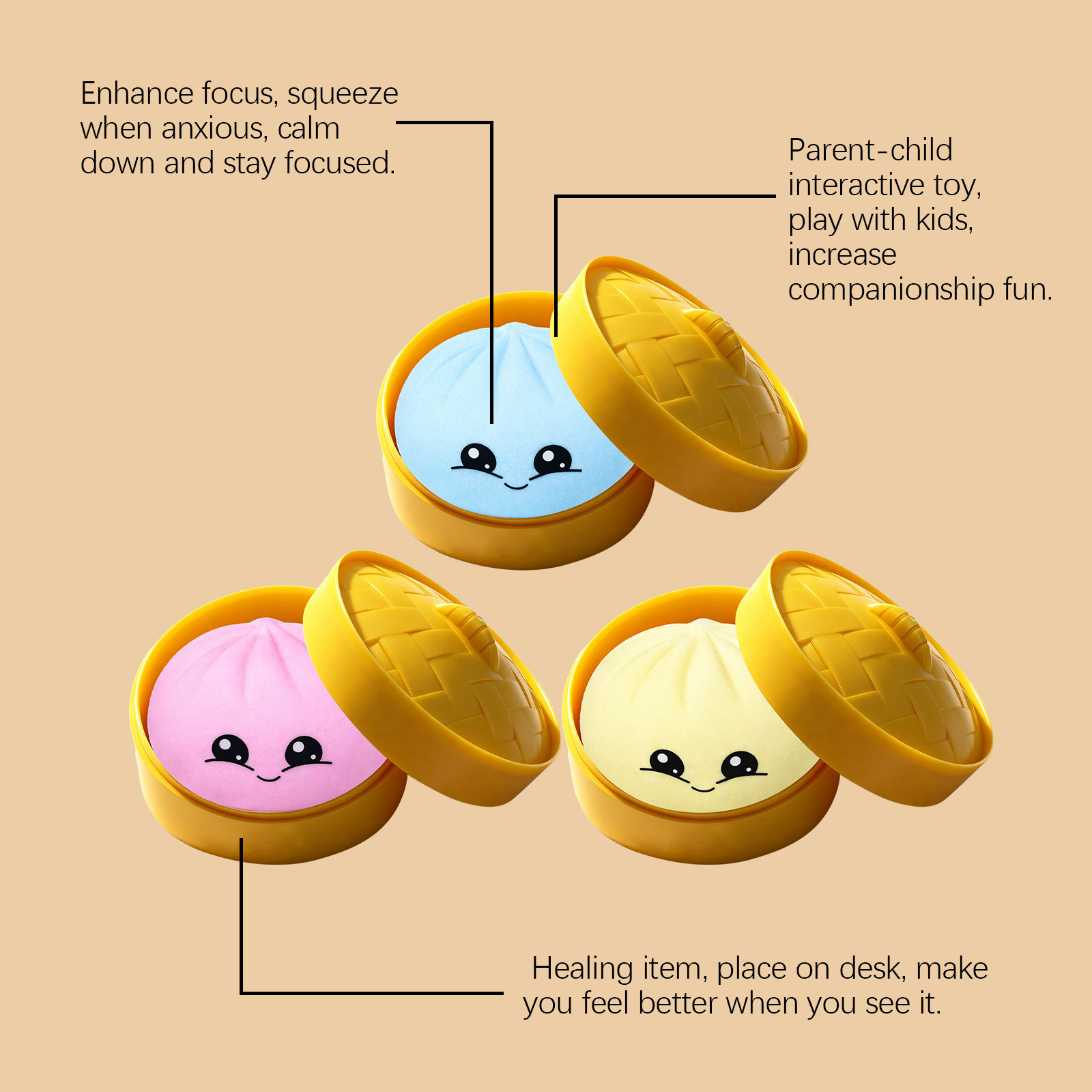 Juguete antiestrés DOWMOO con forma de bollo, realista, lindo y divertido, para aliviar el estrés, resistente, portátil, juguete terapéutico.