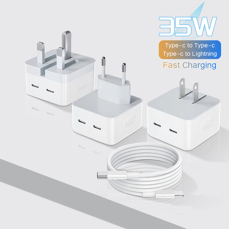 Pd35W Charger Dual Type-C Interface European, American and British Standard 20W Adapter Suitable for Apple 17 Charging Head 16
