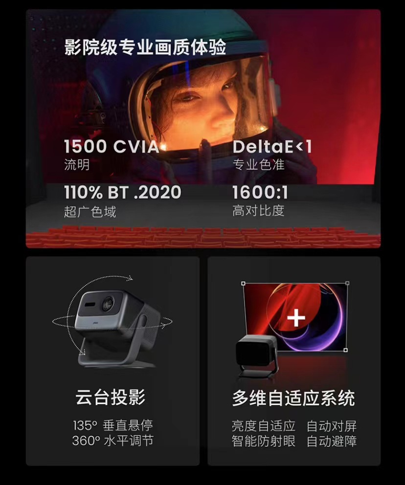e适用坚果（JMGO）N1 Pro三色激光云台投影仪家用投墙卧室智能家