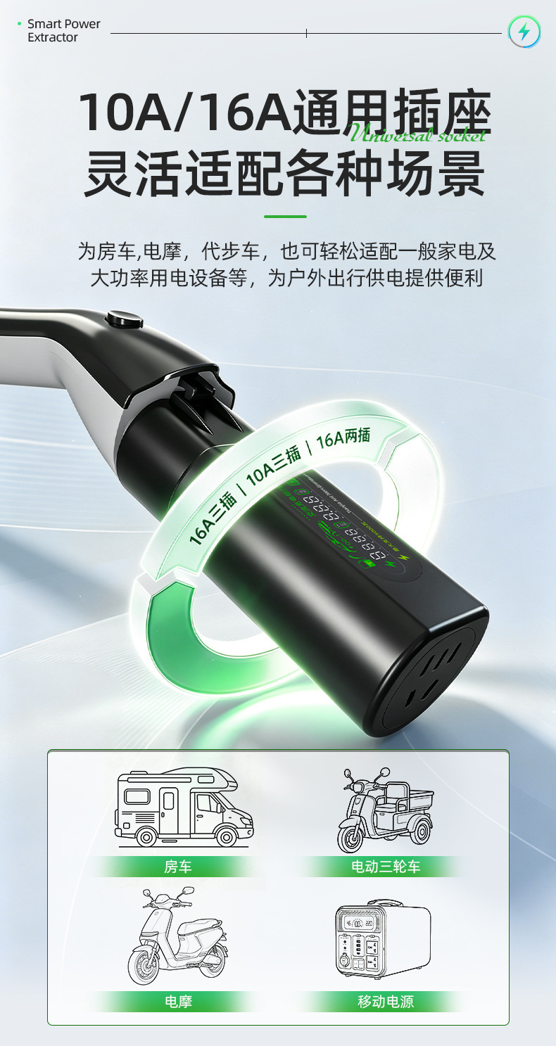 Charging Station Adapter Plug for Rv Power Supply, Ac Seven-Pin 220V New Energy Electric Vehicle and Electric Motorcycle Connector Socket