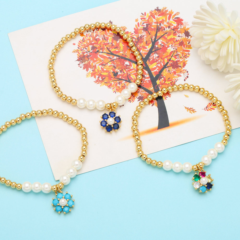 Fashion Flower Copper Bracelets Zircon Copper Bracelets