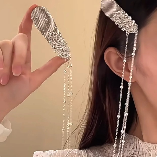 New Chinese Style Style Bangs on Both Sides of Mongolian Tassel Hair Clip Women's Hair Accessories Mori Style Immortal Style Clip Pendant