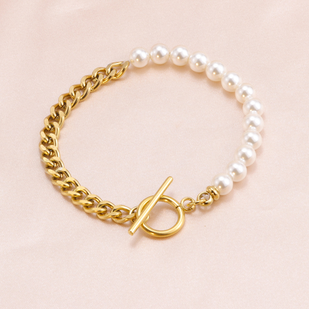 Fashion Geometric Titanium Steel Plating Artificial Pearls Necklace 1 Piece