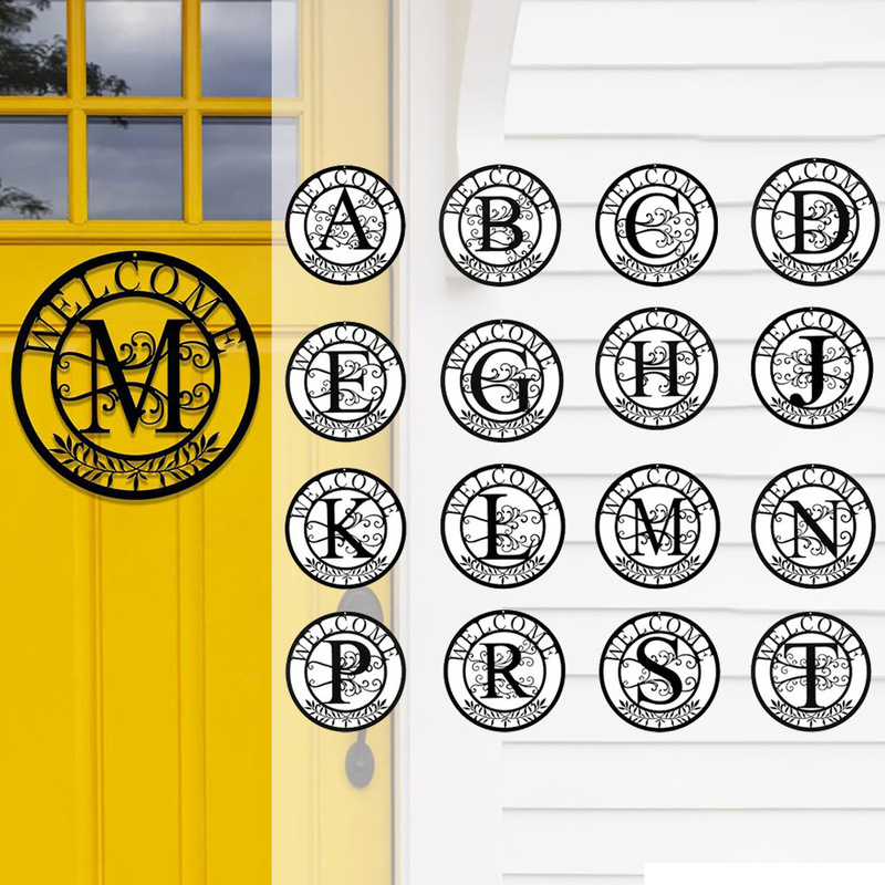 Cross-border metal wrought iron letter courtyard front door wall decoration crafts window decoration