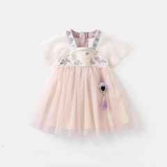 Little Girls' Summer Dress 2024 New Children's Princess Dress Baby First Birthday Formal Dress Summer Kids Chinese Style Skirt